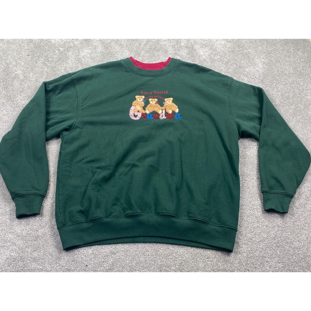 M&C Sportswear Beary Blessed to Be Called Grandma Sweatshirt Adult Size XL Green